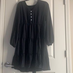 Black chiffon tiered dress